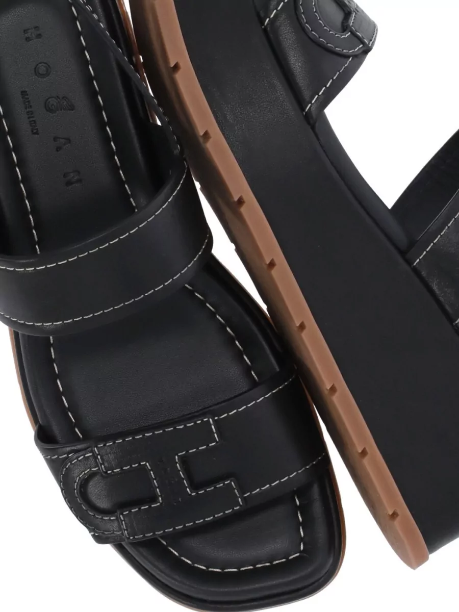 Hogan Leather Ankle-Strap Sandals