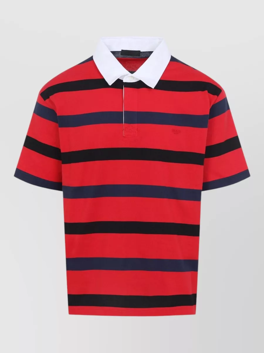 Prada striped cotton short-sleeve polo shirt