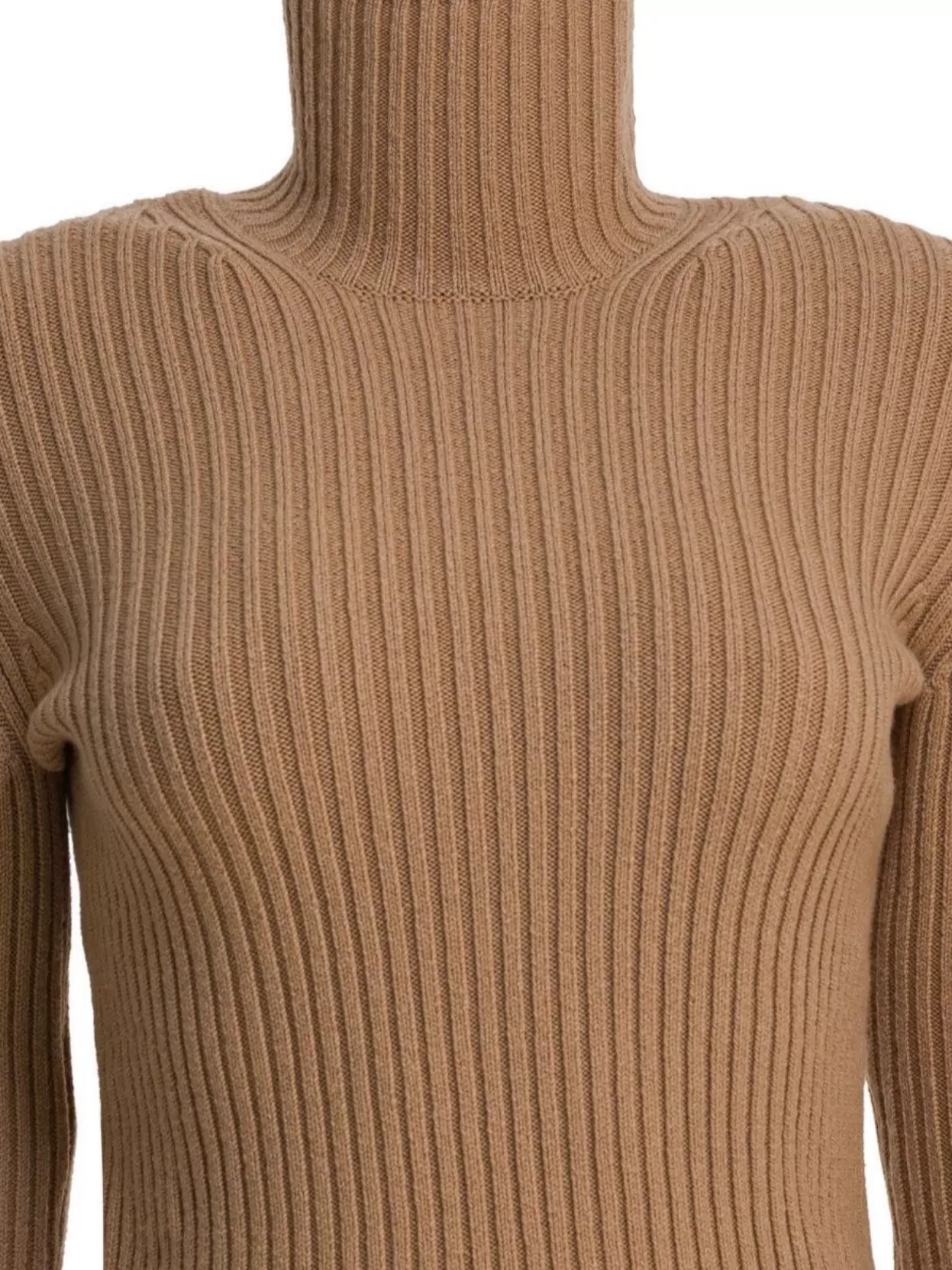 Max Mara Wool And Cashmere Turtleneck Sweater Knitwear Beige In Brown