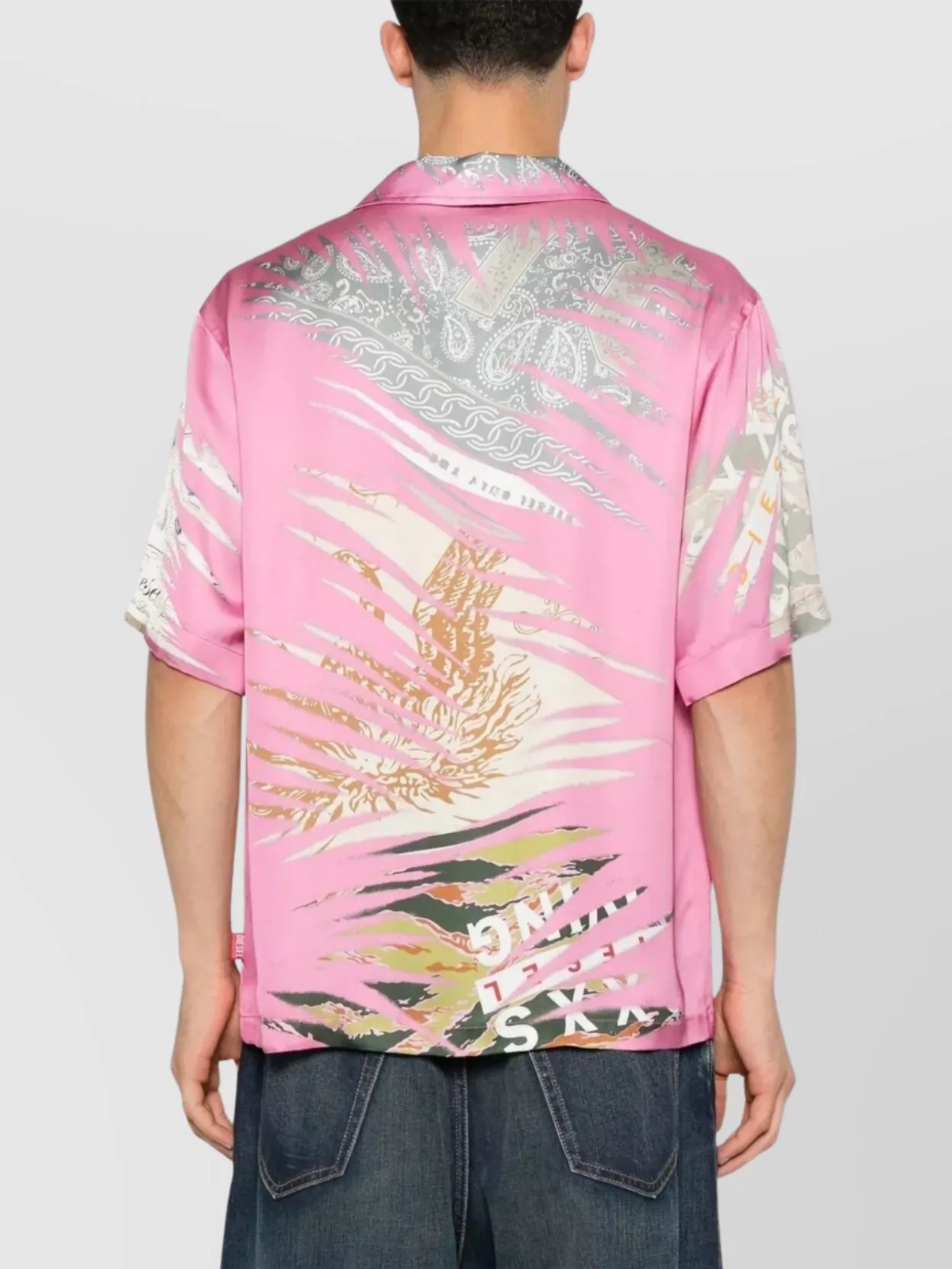 Diesel Cuban Collar Graphic Print Relaxed Fit Shirt