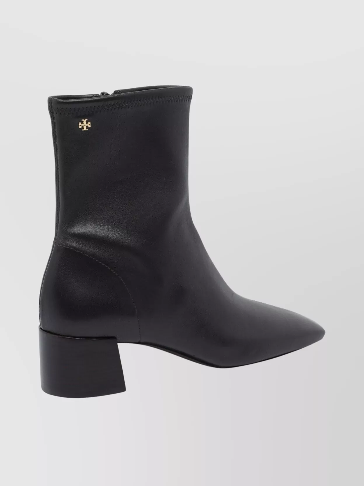 Tory Burch Pointed Toe Leather Ankle Boots With Block Heel