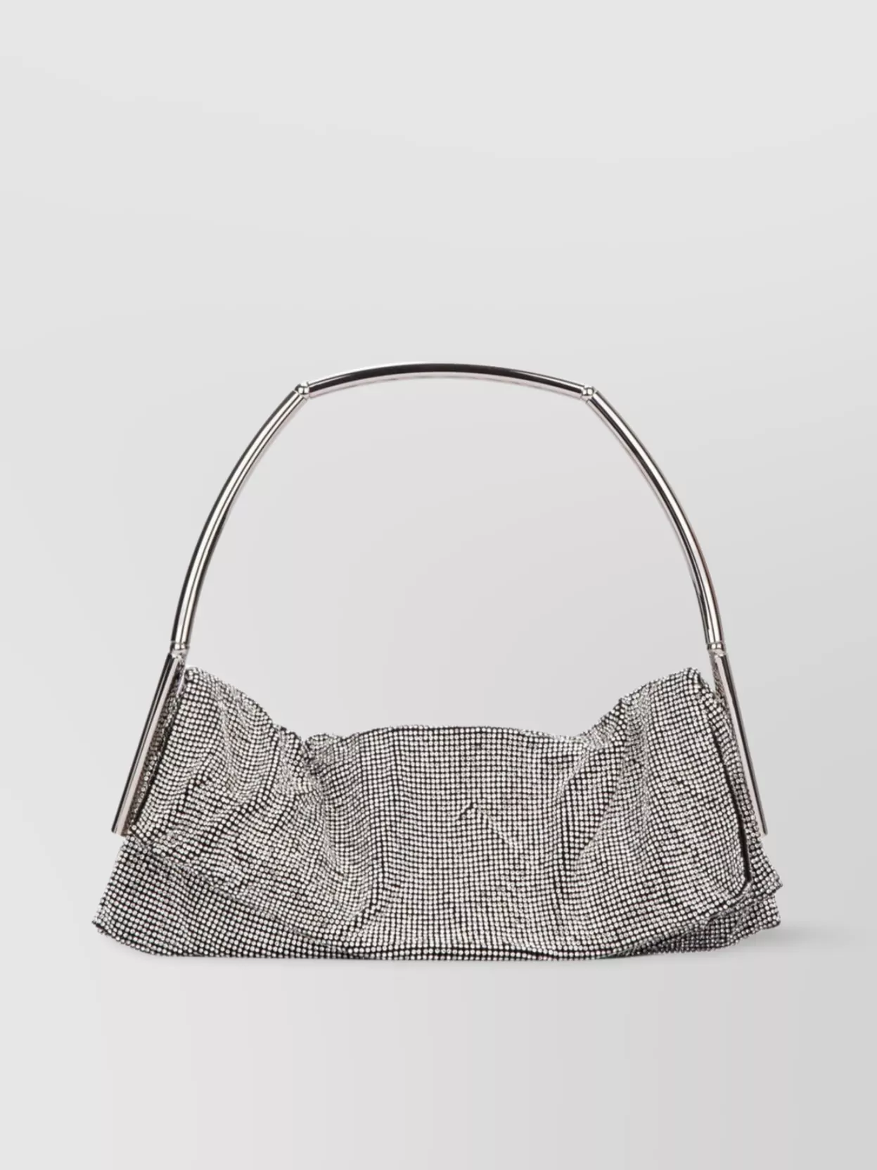 Benedetta Bruzziches Chainmail Gathered Clutch Metallic Silver Handle In Gray