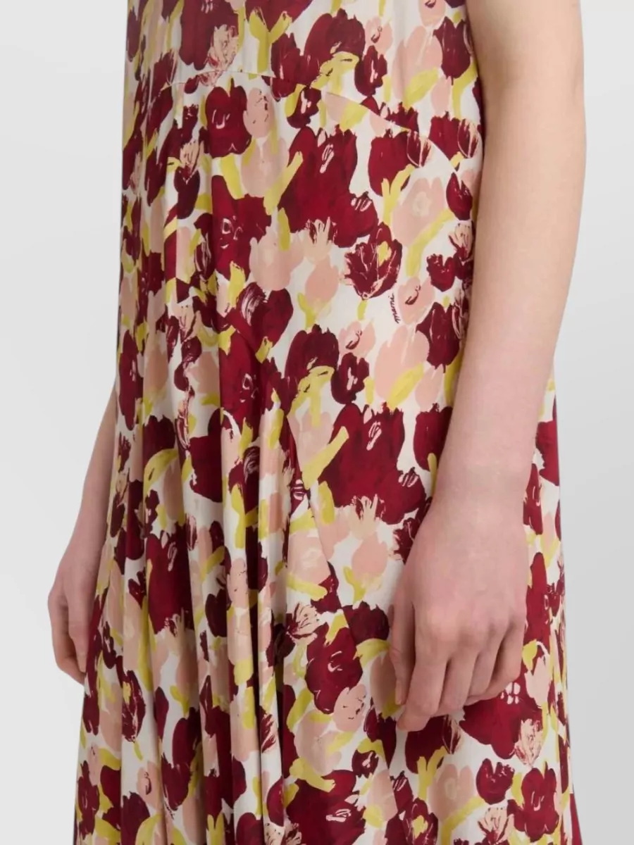 Marni Silk Sleeveless Floral-Print Pleated Maxi Dress