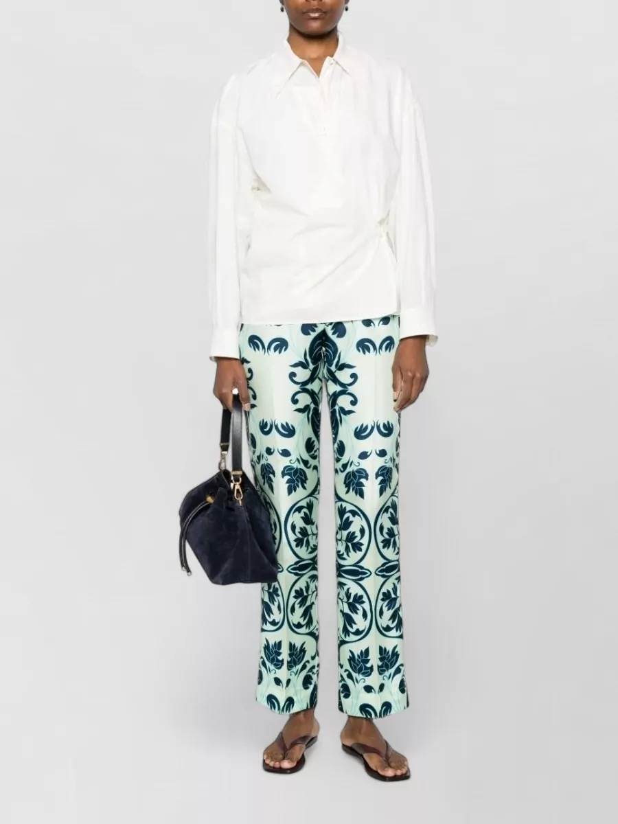 F.r.s For Restless Sleepers Floral Print Silk Wide-Leg Trousers
