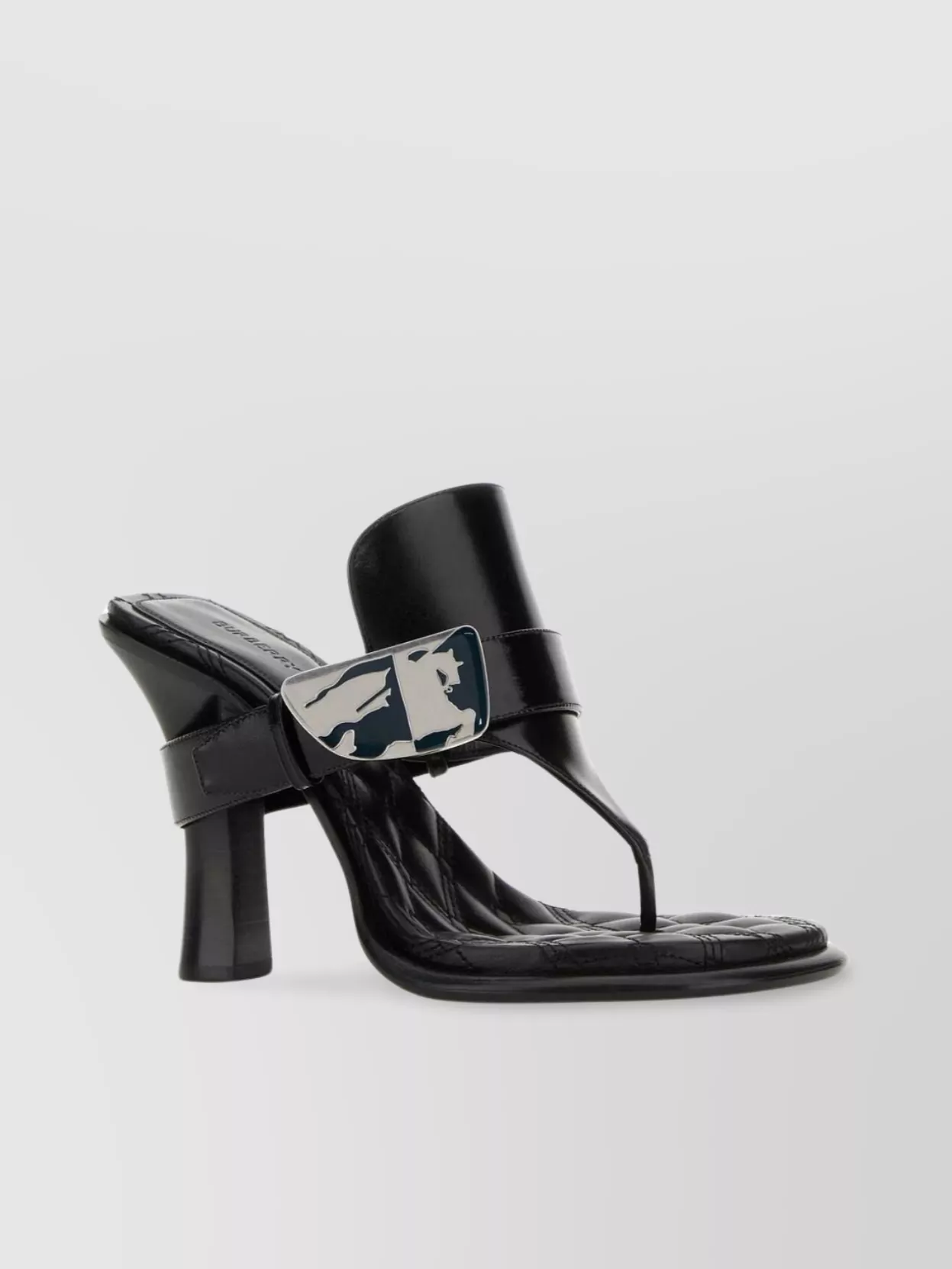 Shop Burberry Thong Mules Leather Block Heel