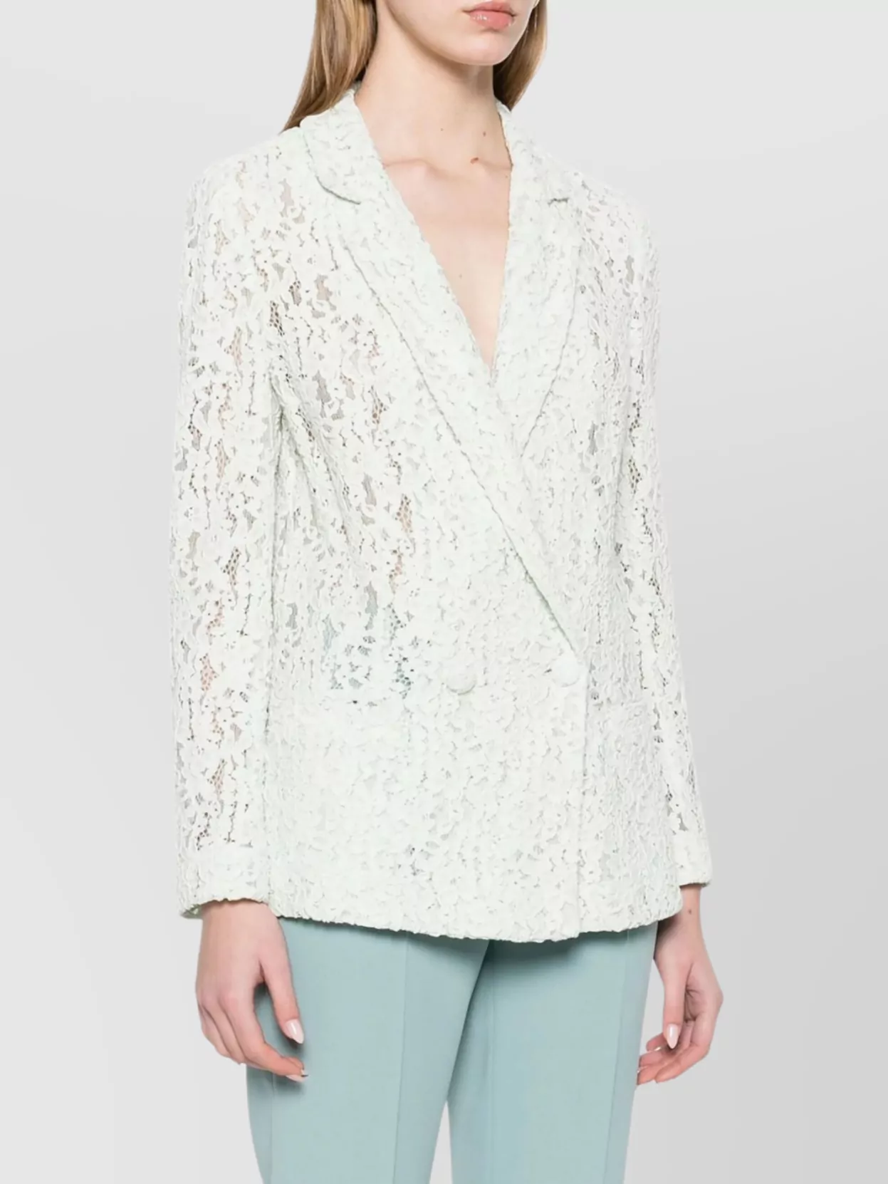 Twin-Set Semi-Sheer Lace Blazer Notched Lapels