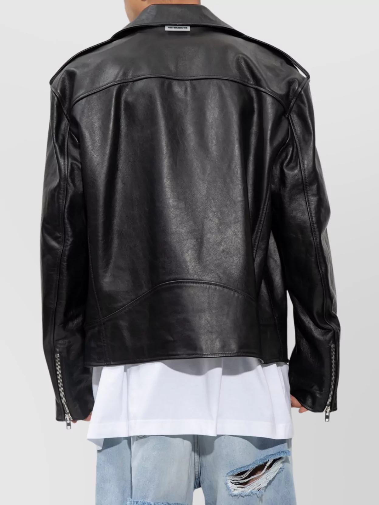 Vetements Biker Jacket With Notched Lapels And Epaulettes In Black