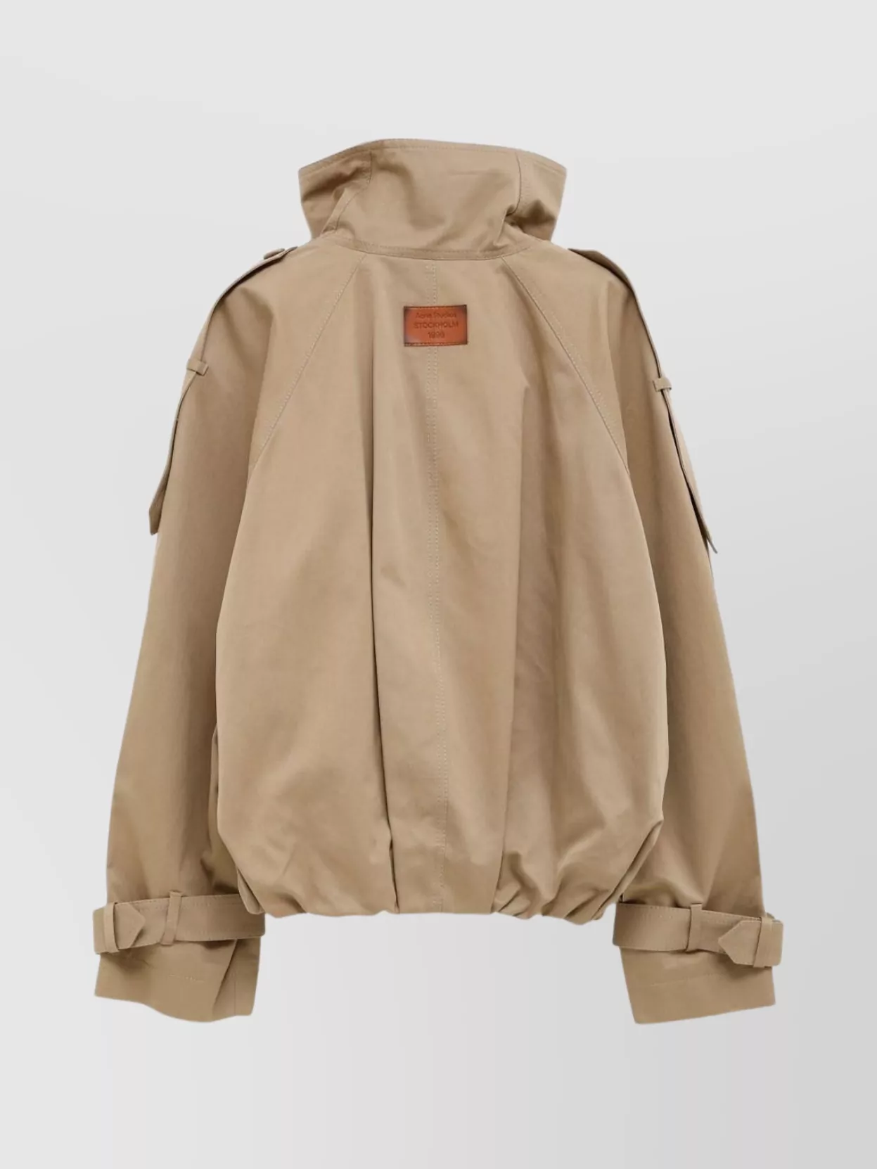 Acne Studios Raincoat With Belted Waist And High Collar In Neutral