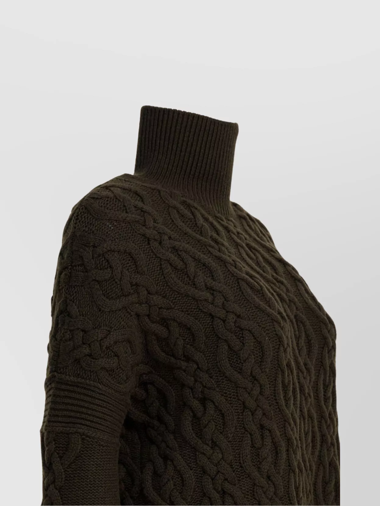 Max Mara Cashmere And Wool Turtleneck Cable Knit Dress In Brown