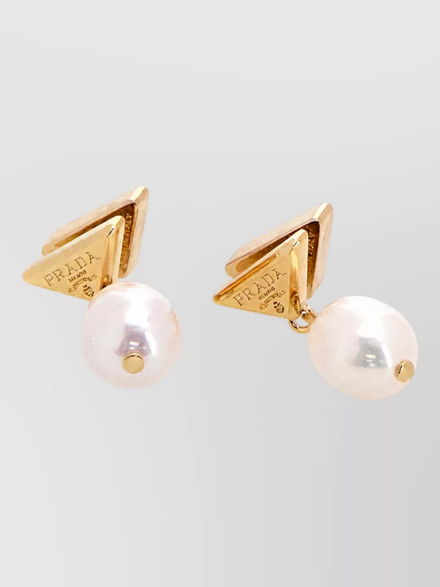 Prada two tone pearl earrings