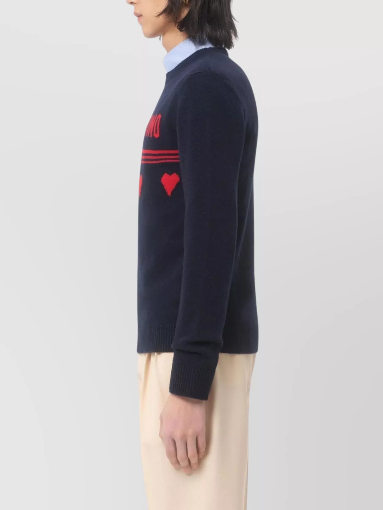 Valentino Garavani Crewneck Heart Motif Long Sleeves Jumper