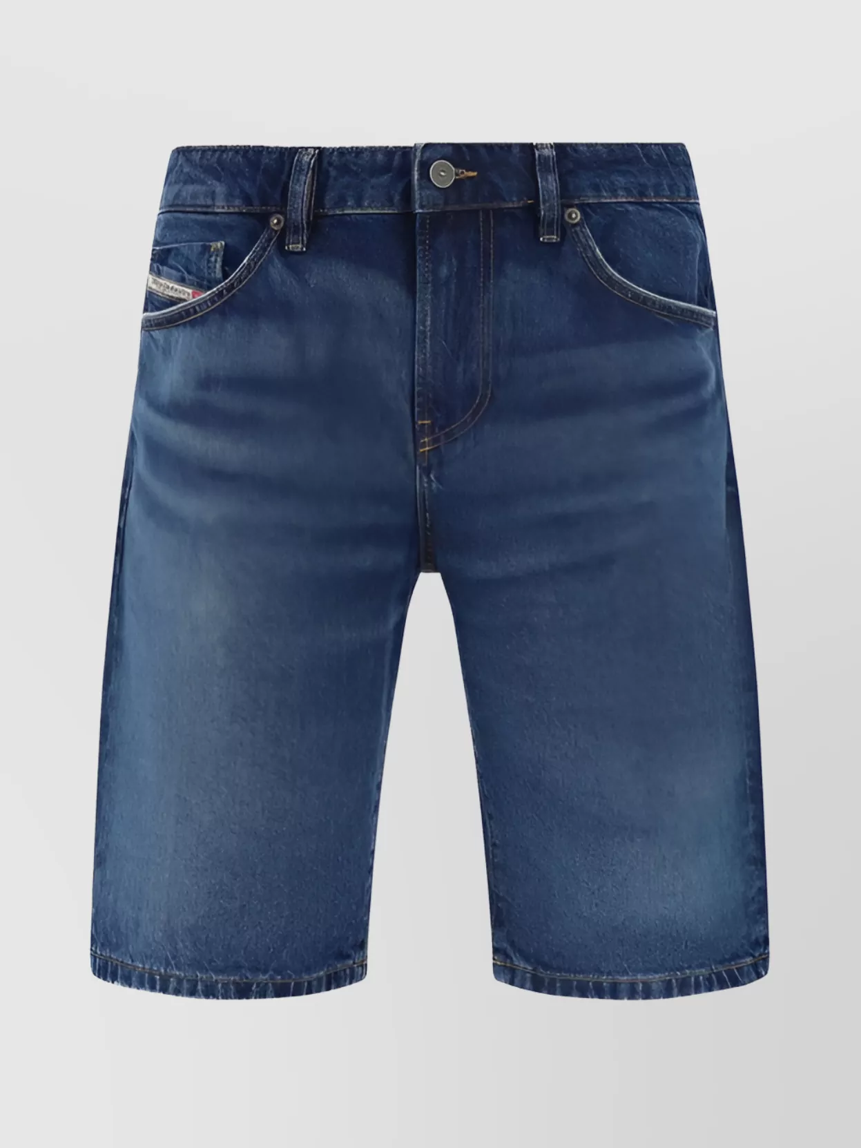 Shop Diesel Denim Shorts With Embroidered Back Pocket