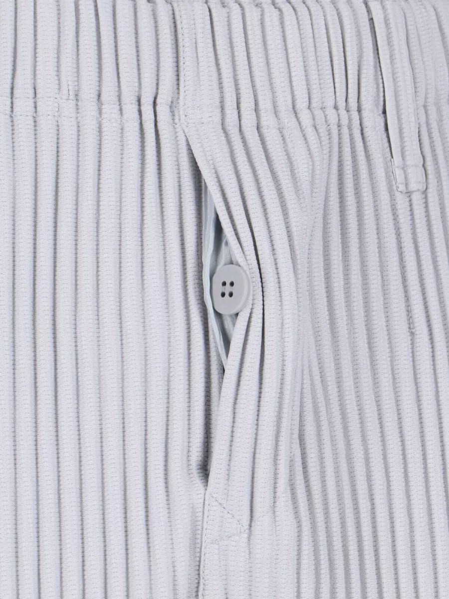 Issey Miyake Vertical Striped Trousers Elastic Waistband