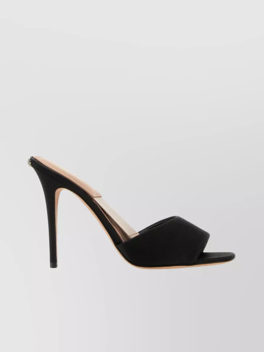 Shop Valentino Satin Mules With Vlogo Jewel Detail In Black