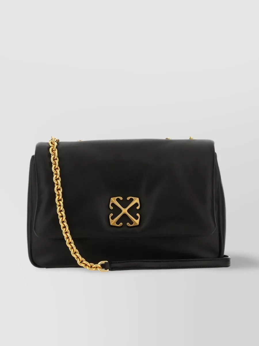 Shop Off-white Nappa Leather Jitney Puffer Bag In Black
