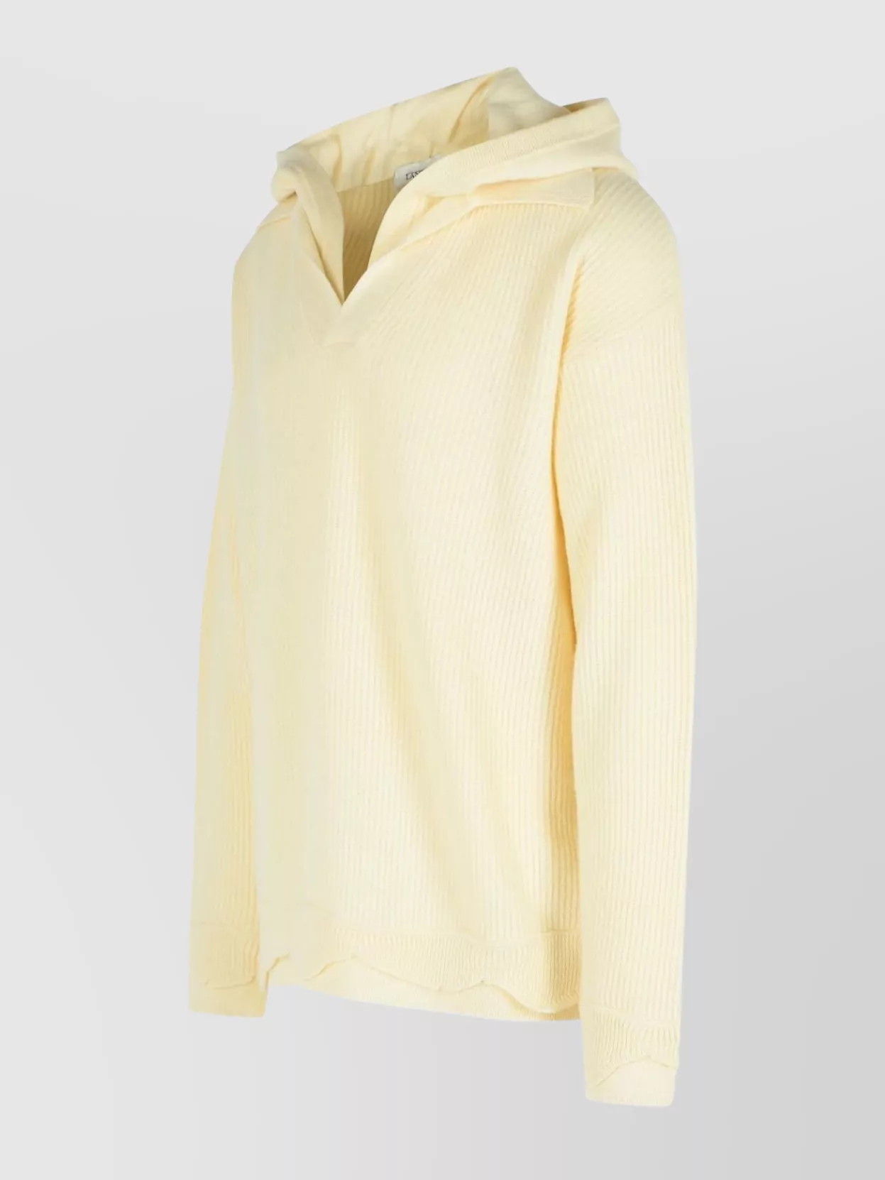 Laneus Hooded V Neck Long Sleeve Knit Sweater In Yellow