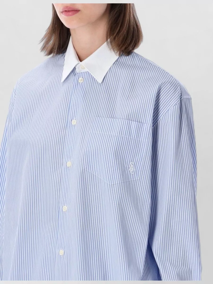 Sporty & Rich Striped Oversized Cotton Shirt