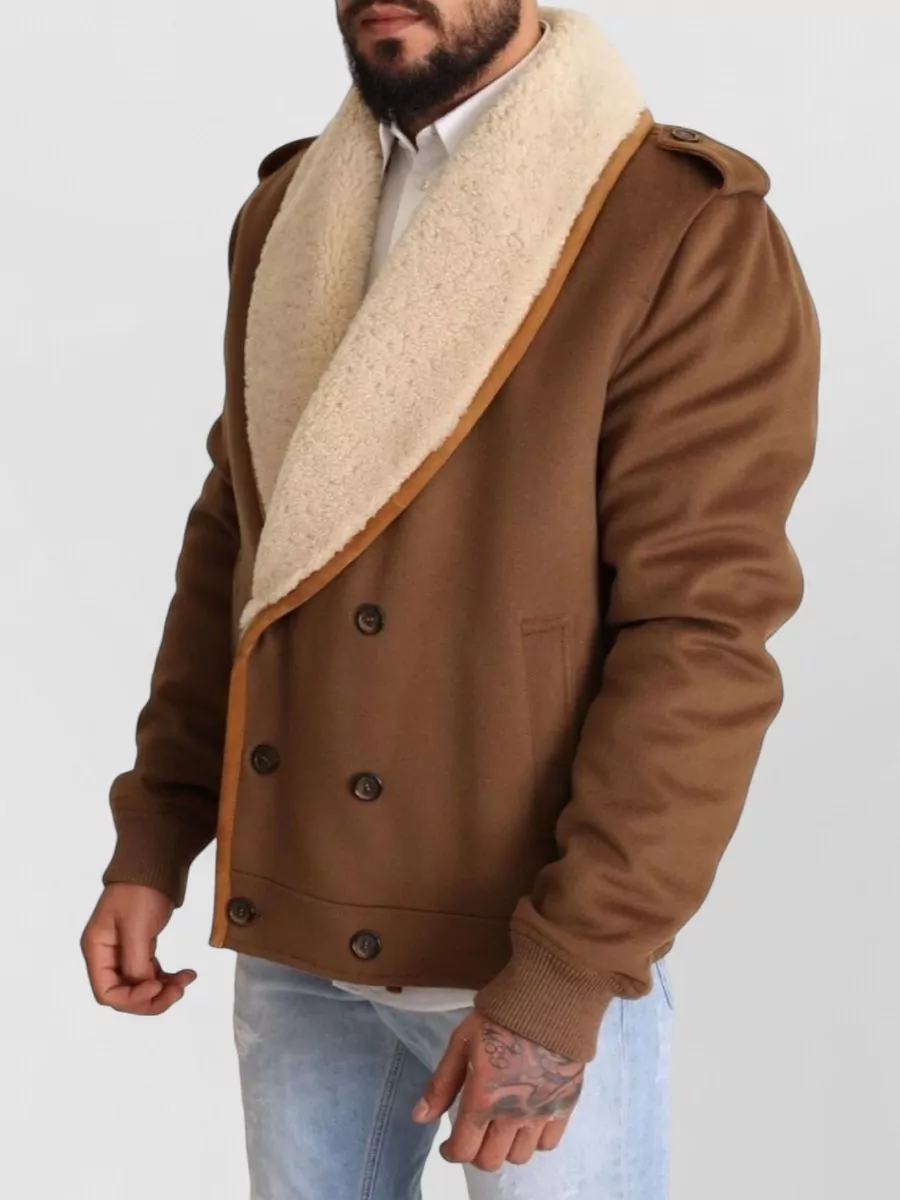 Dolce&Gabbana Wool Cashmere Shearling Double Breasted Coat