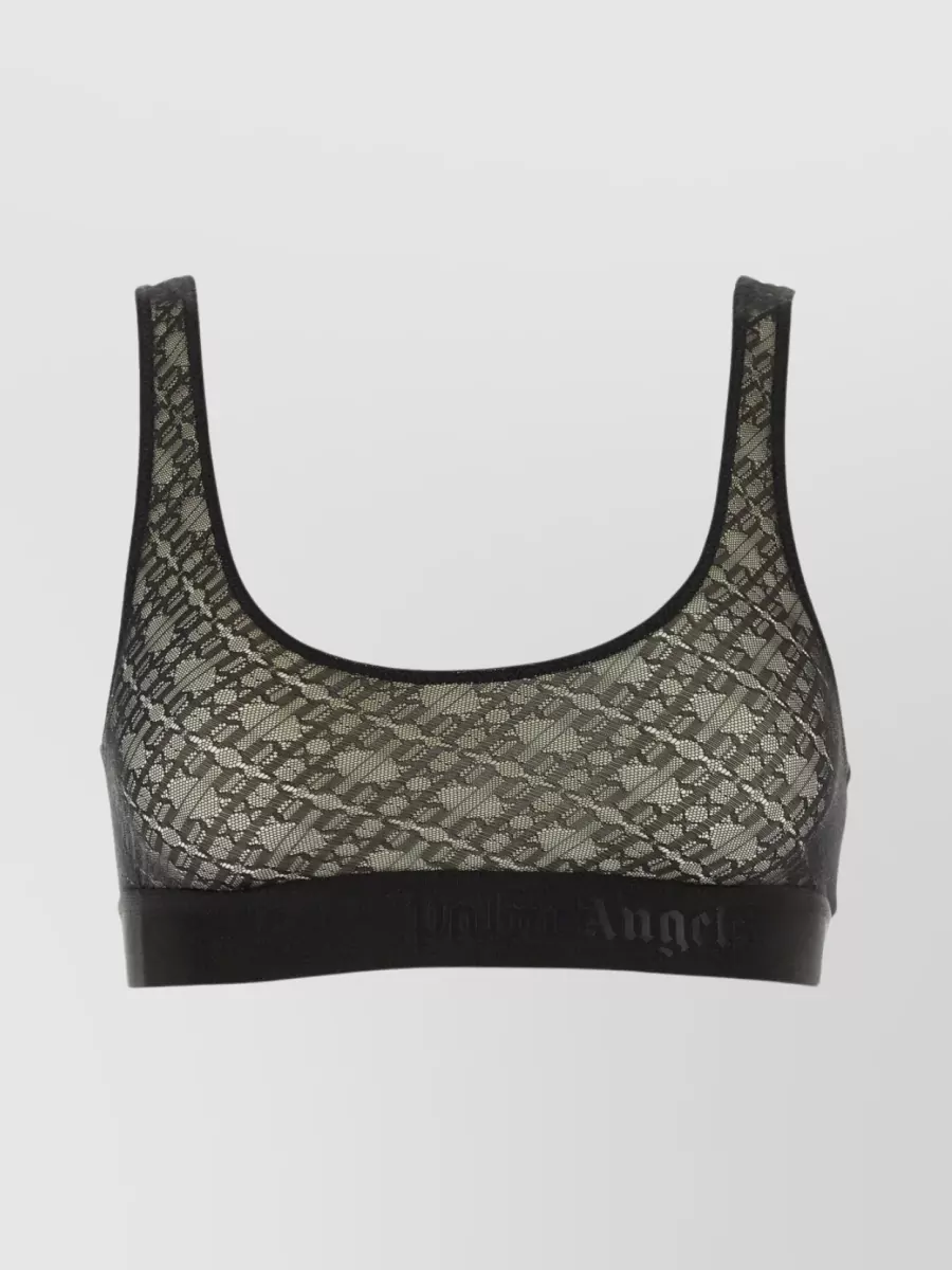 Shop Palm Angels Lace Bralette With Stretch And Racerback In Brown