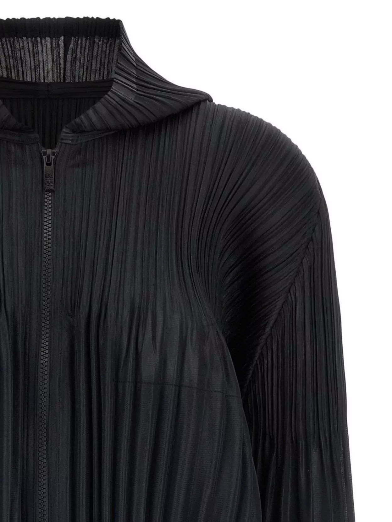Pleats Please Issey Miyake Hooded Zip Jacket Elasticated Hem