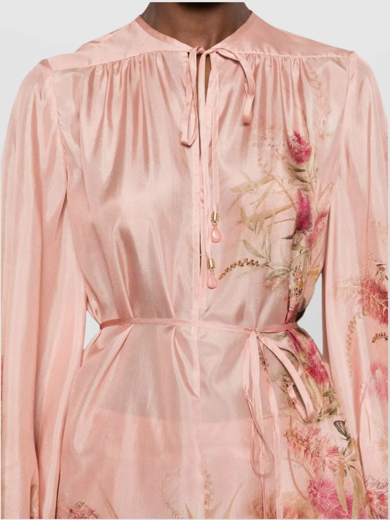 Zimmermann Printed Silk Top With Button And Tie