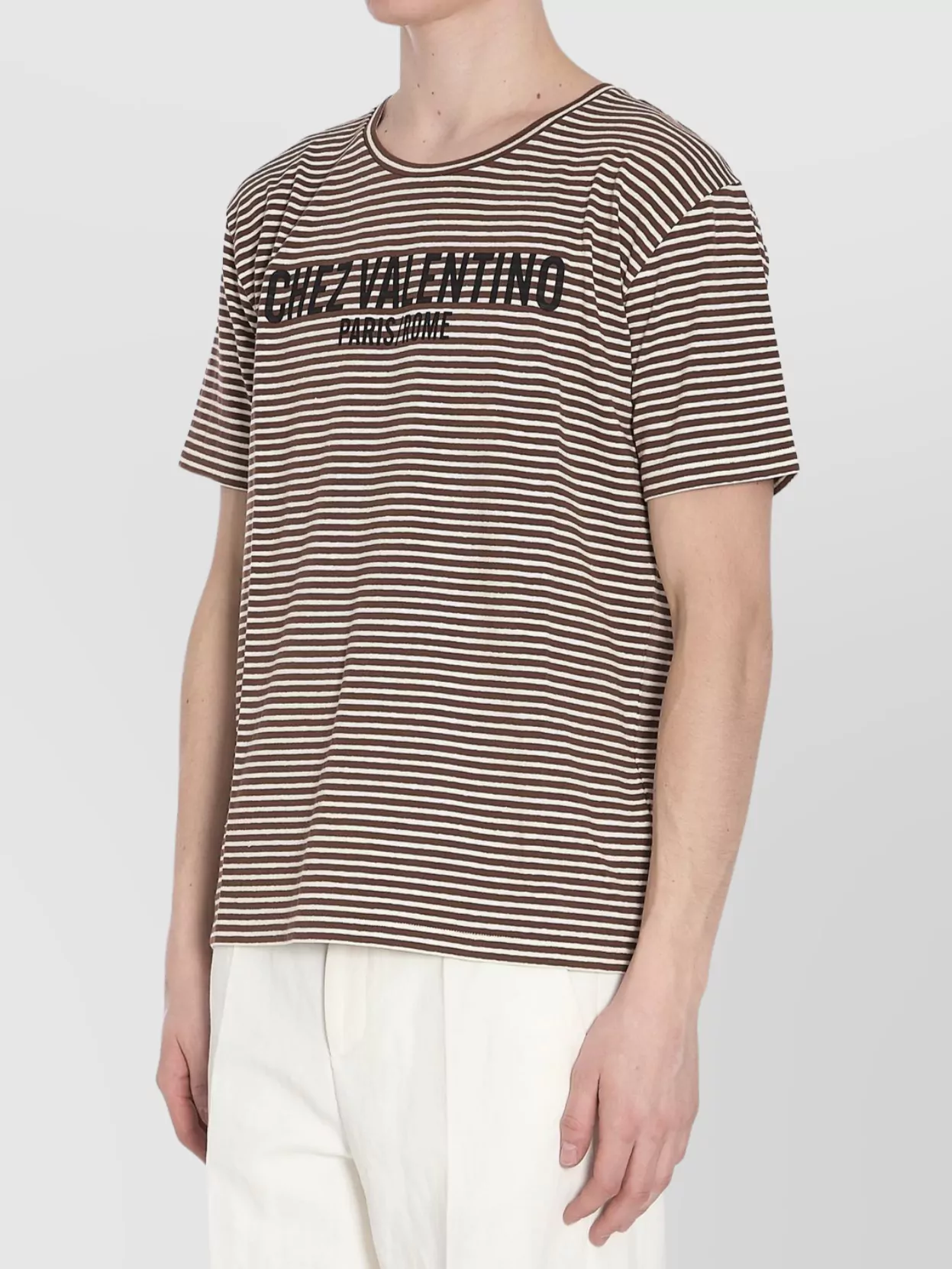 Valentino Garavani Striped Linen Crew Neck T-Shirt