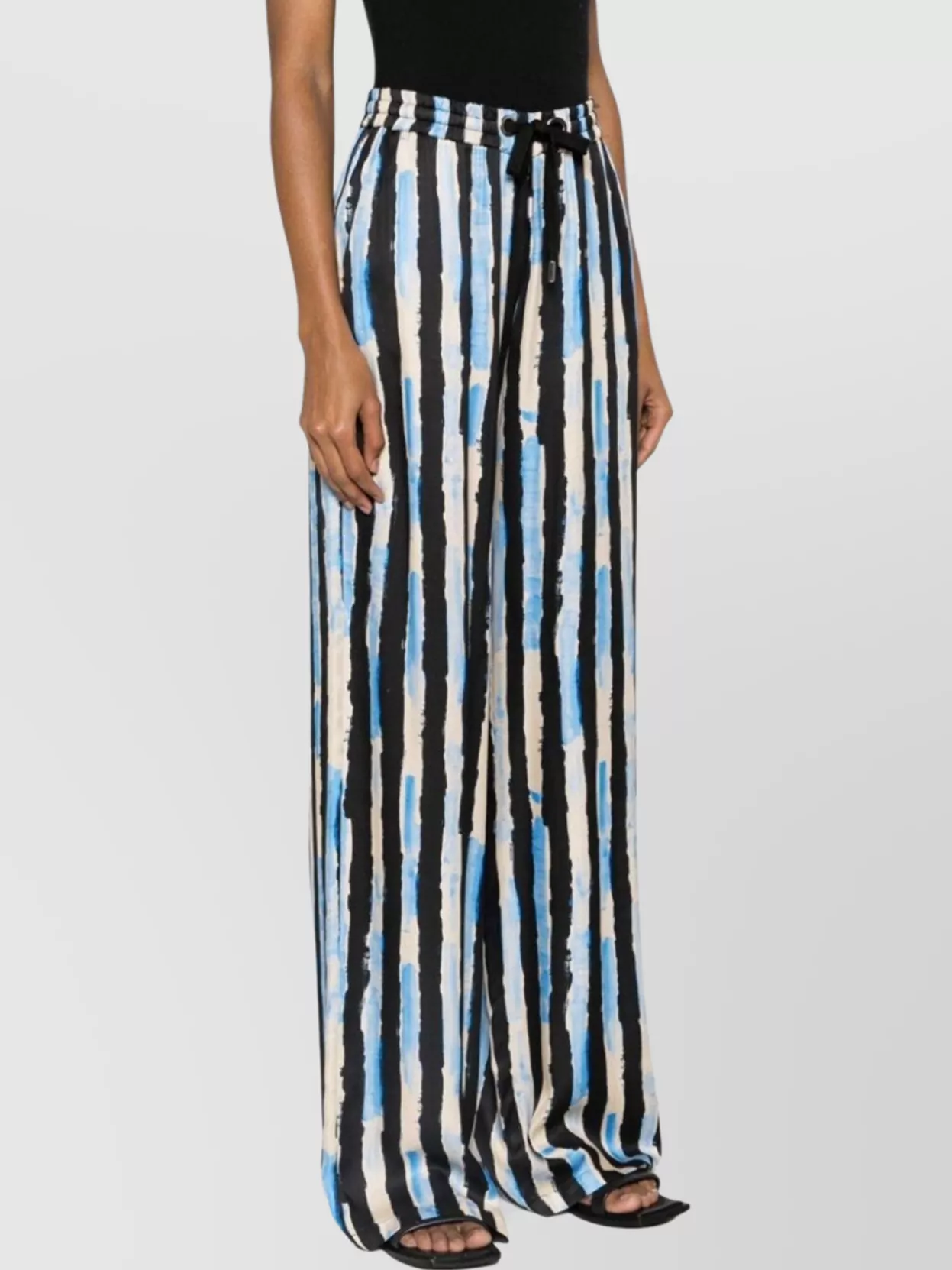 Pinko Wide-leg Trousers With Paint-stripe Print In Multi