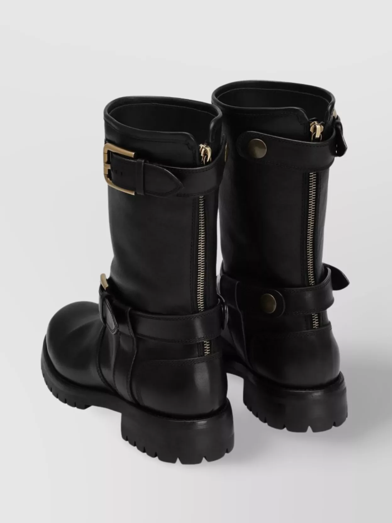 Dolce & Gabbana Buckle Lug Mid-calf Round Toe Boots In Black