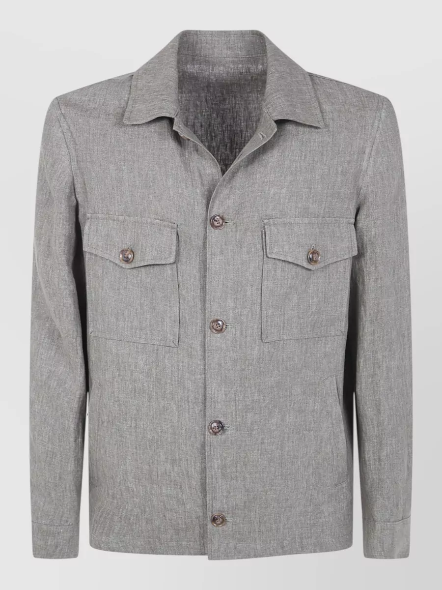 Barba Napoli linen single breasted coat