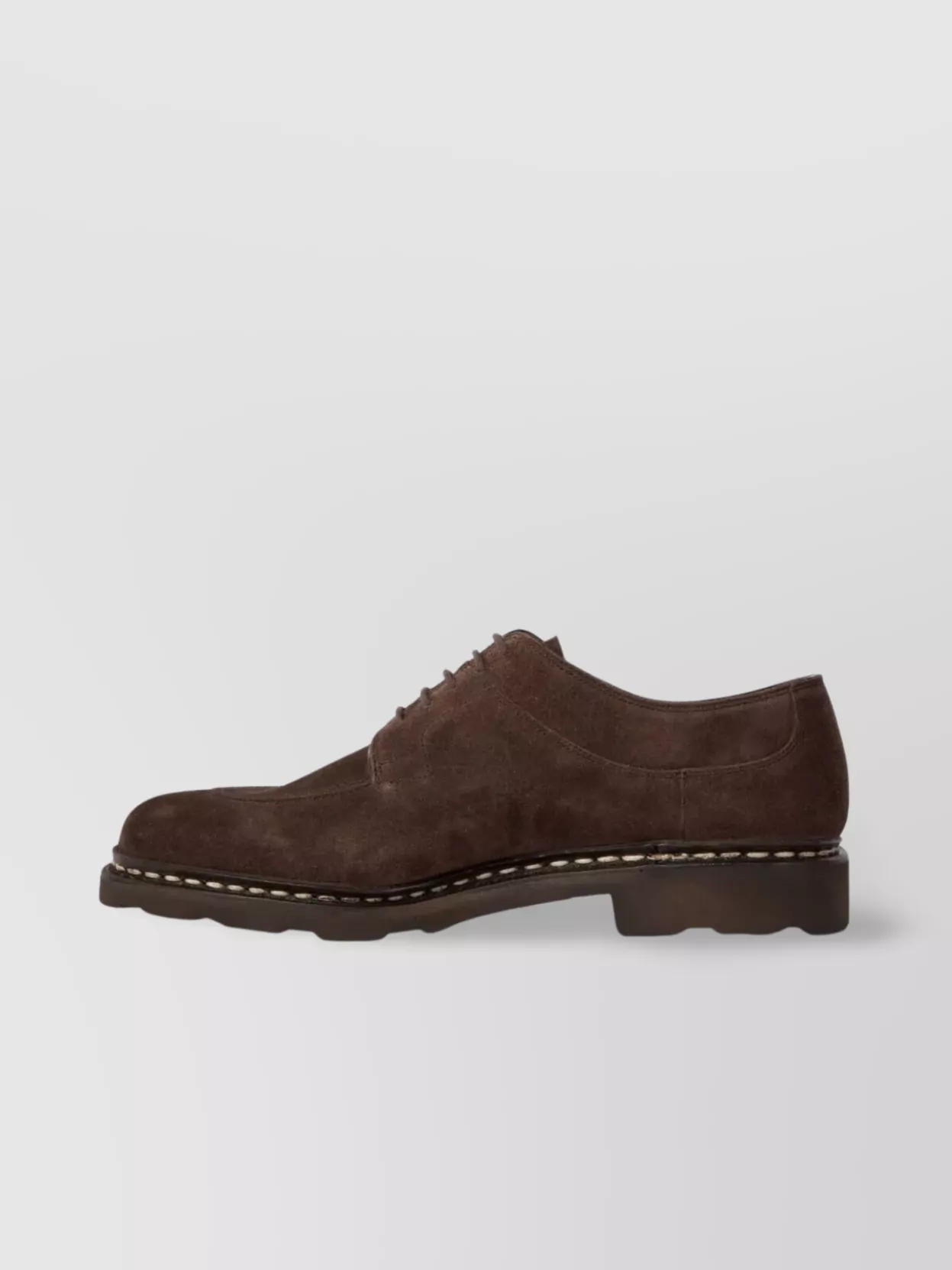 Paraboot Suede Derby With Chunky Sole And Stitched Detailing