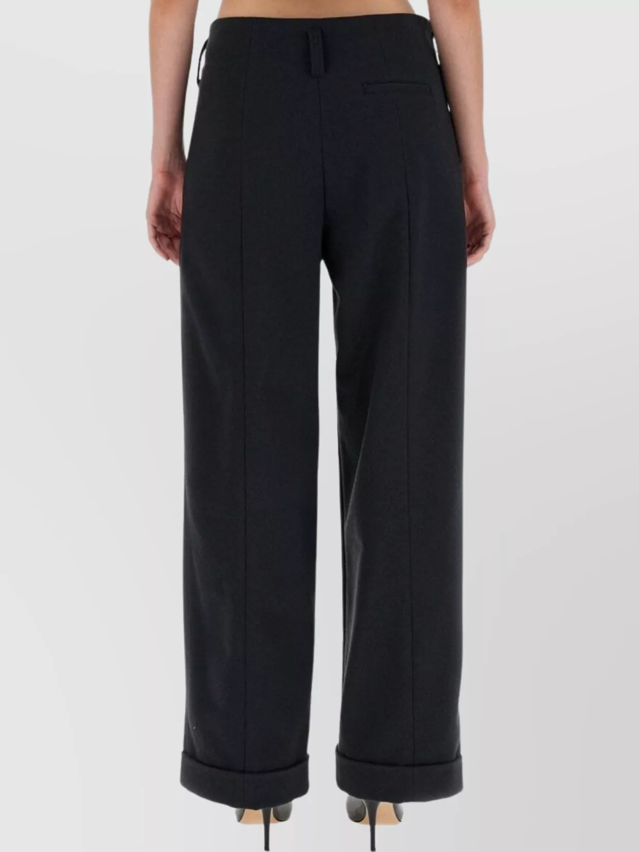 Shop Philosophy Wide Leg Trousers With Cuffed Hem
