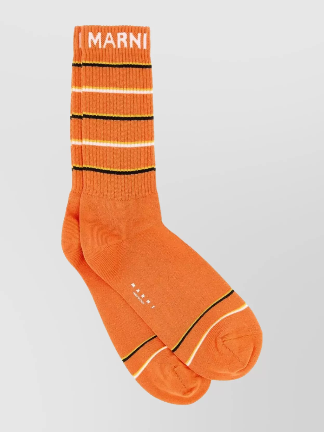 Shop Marni Socks Cotton Blend Contrast Stripes Ribbed Cuffs