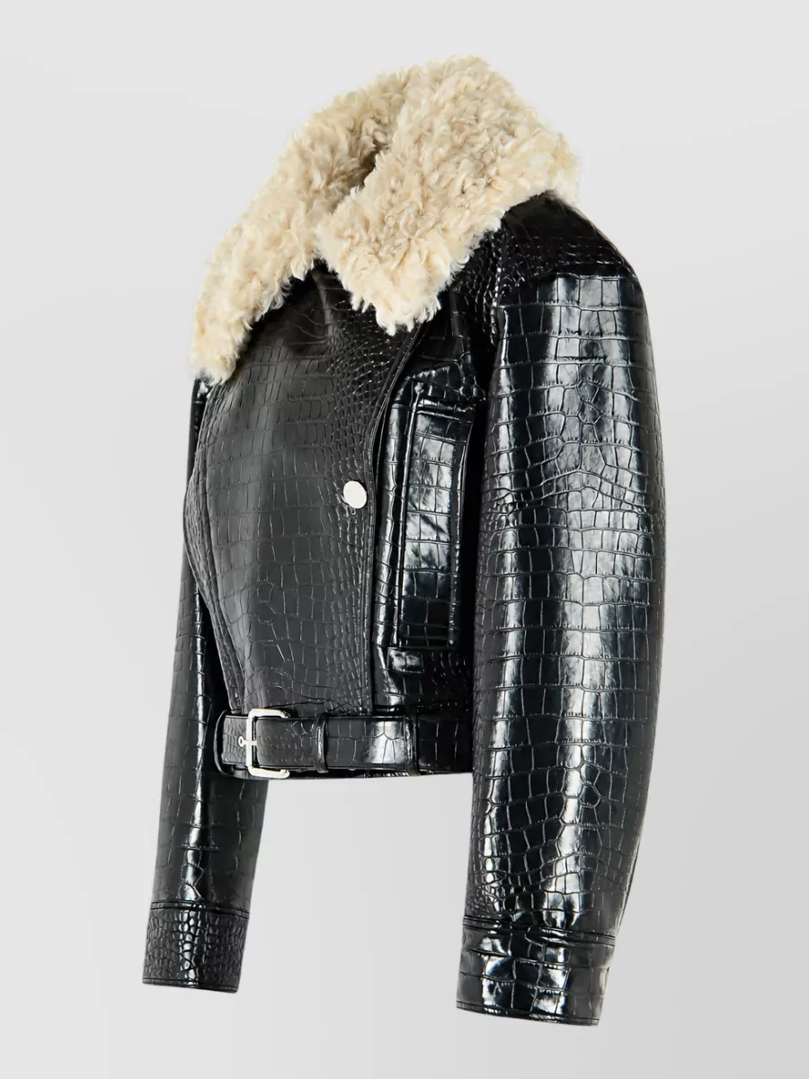 Sportmax Patent Faux Fur Coat