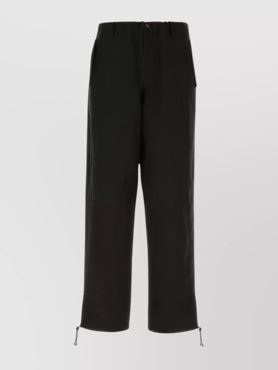Shop Maison Margiela Linen Blend Wide-leg Trousers In Black