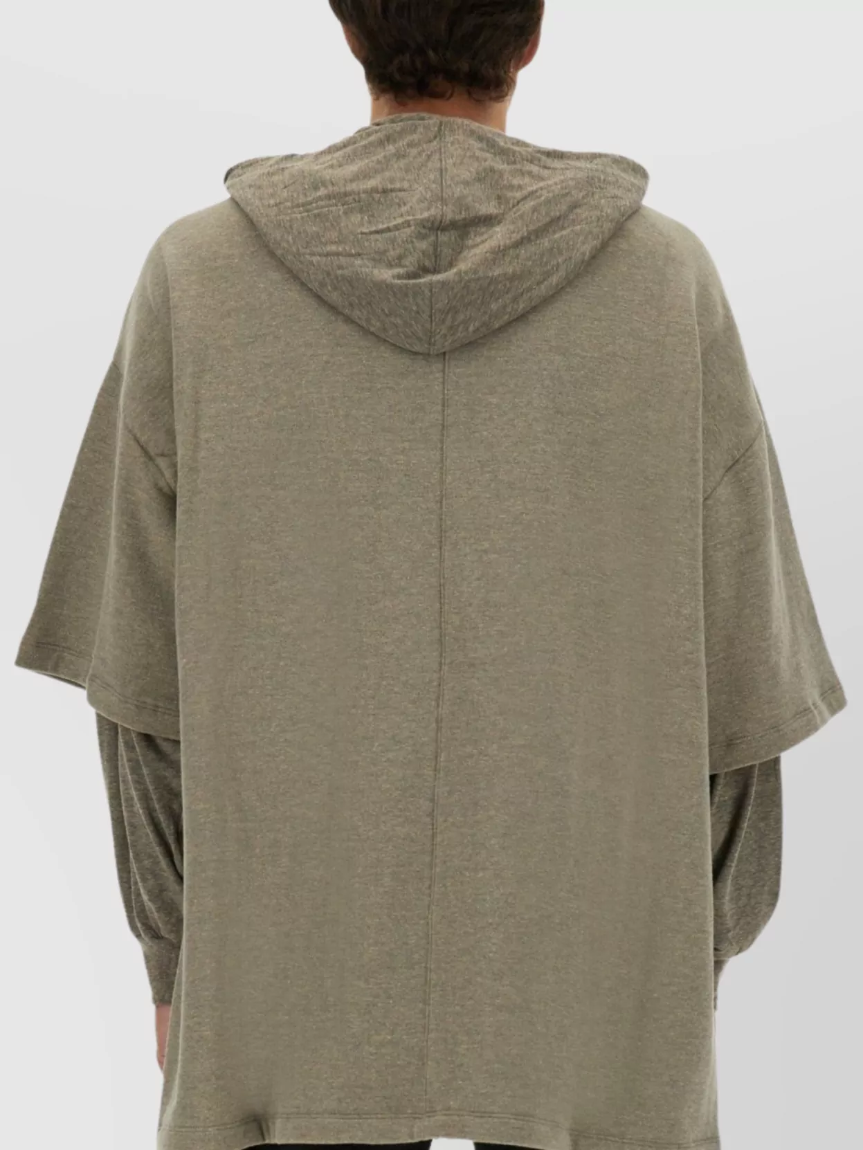 Rick Owens Drkshdw Hooded Sweater With Drawstring And Layered Sleeves