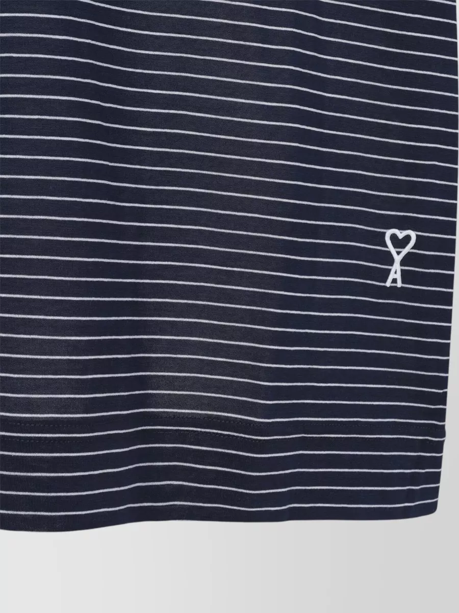 Ami Paris Striped Boxy Fit Cotton Polo Shirt