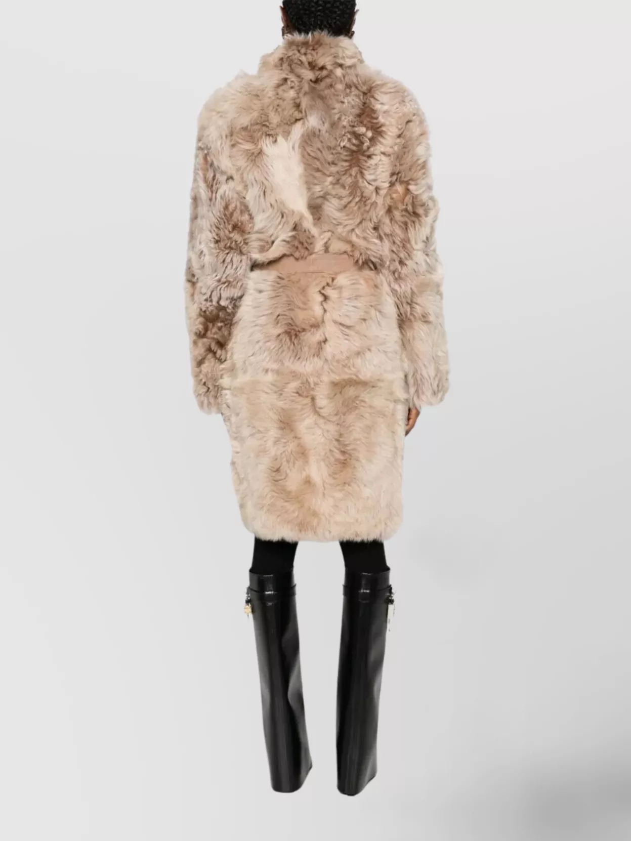 Yves Salomon Long Faux Fur Coat Belted