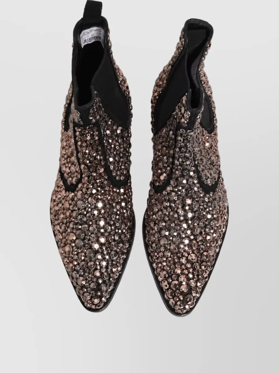 Dolce&Gabbana Leather Embellished Chelsea Ankle Boots