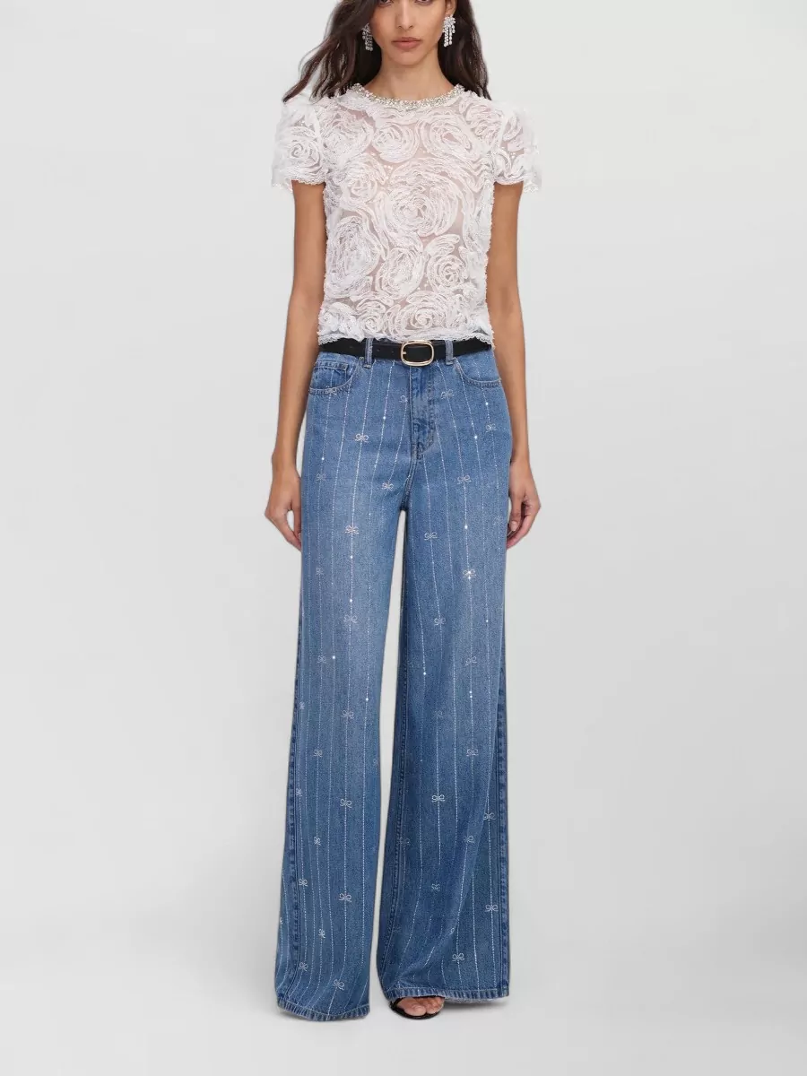 Self-Portrait denim high-rise straight-leg jeans