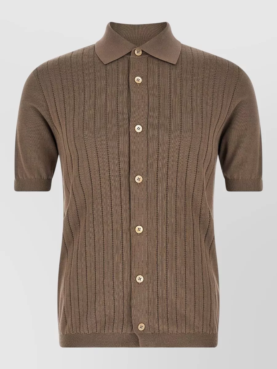 Brunello Cucinelli cotton ribbed short-sleeve polo shirt