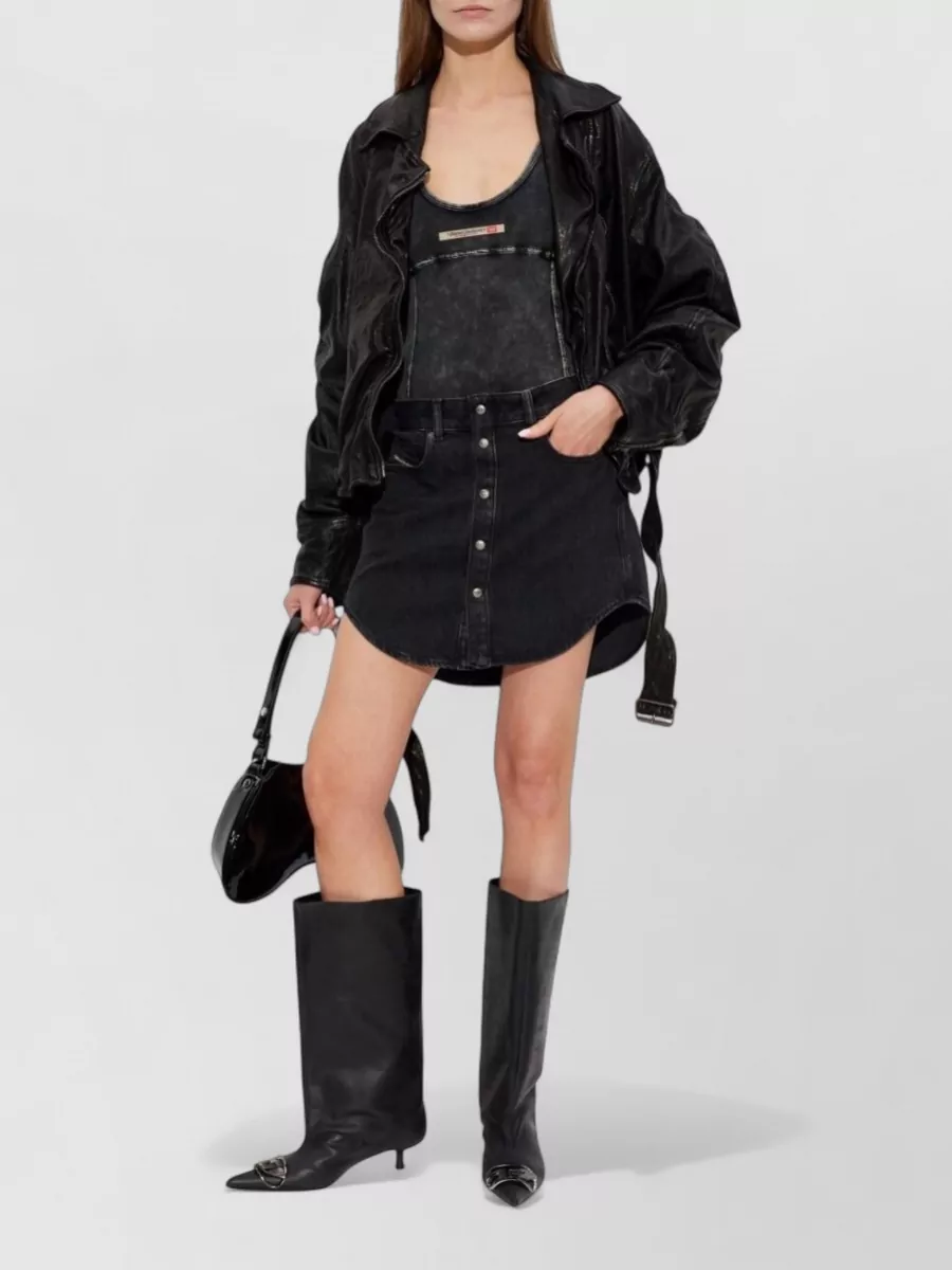 Diesel Bodysuit Contrast Stitching Faded Scoop Neckline