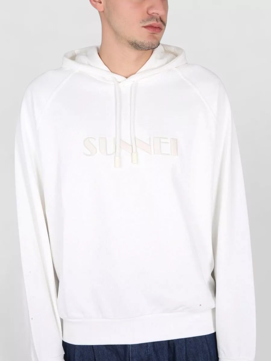 Sunnei cotton logo embroidered hoodie
