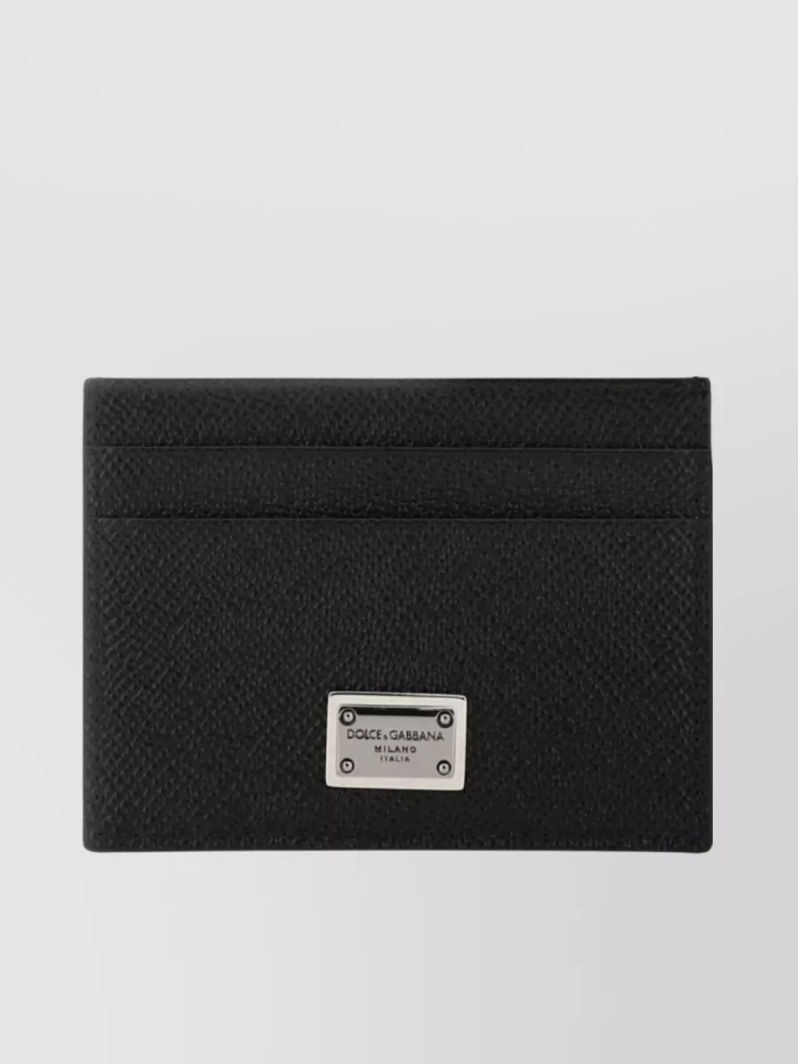 Shop Dolce & Gabbana Dauphine Leather Cardholder With Tonal Stitching In Black