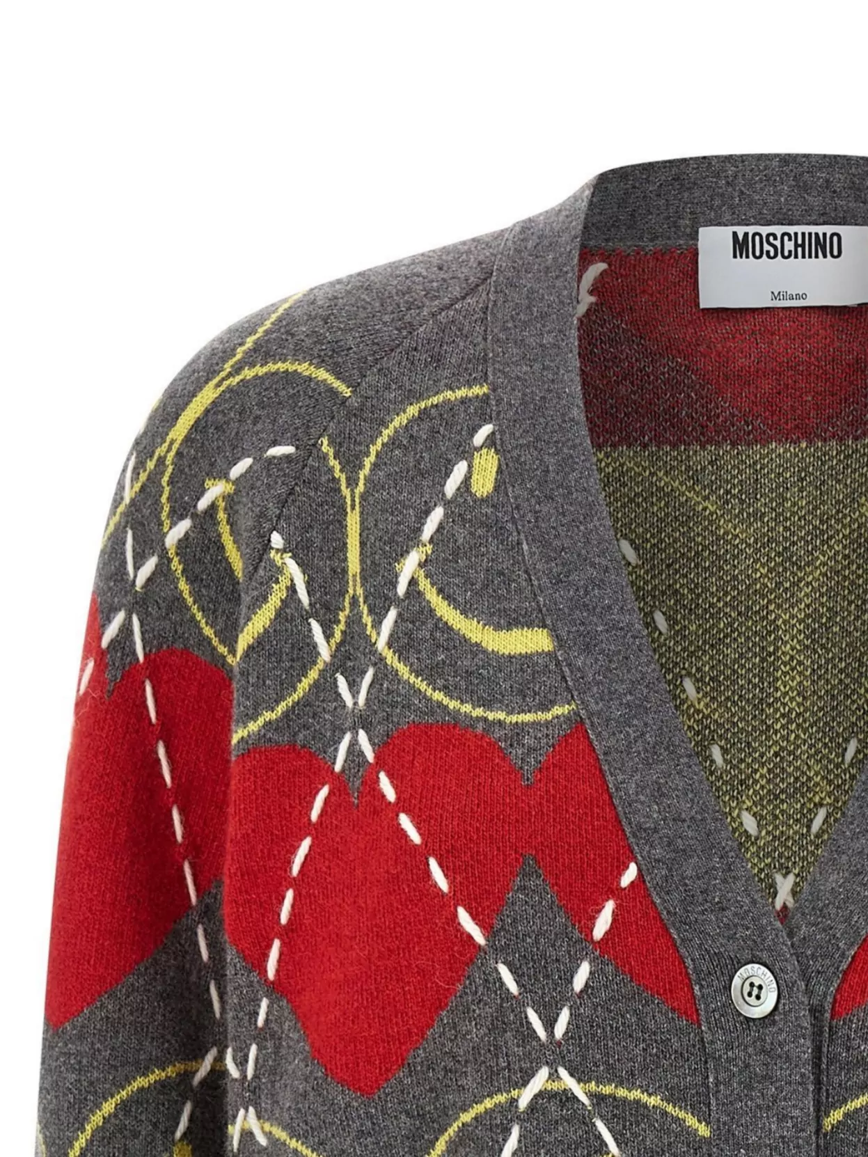 Moschino 'Smiley®' V-Neck Knit Cardigan With Graphic Pattern