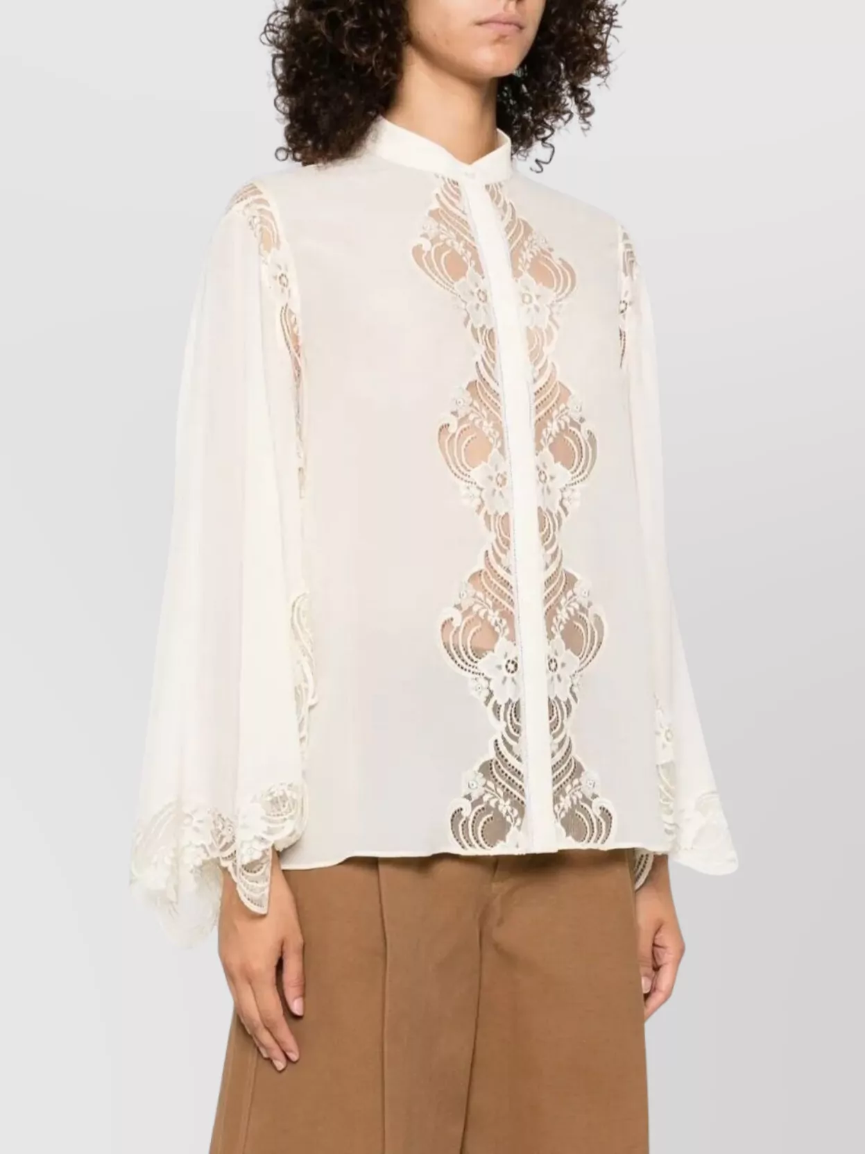 Chloé Silk Georgette And Lace Blouse
