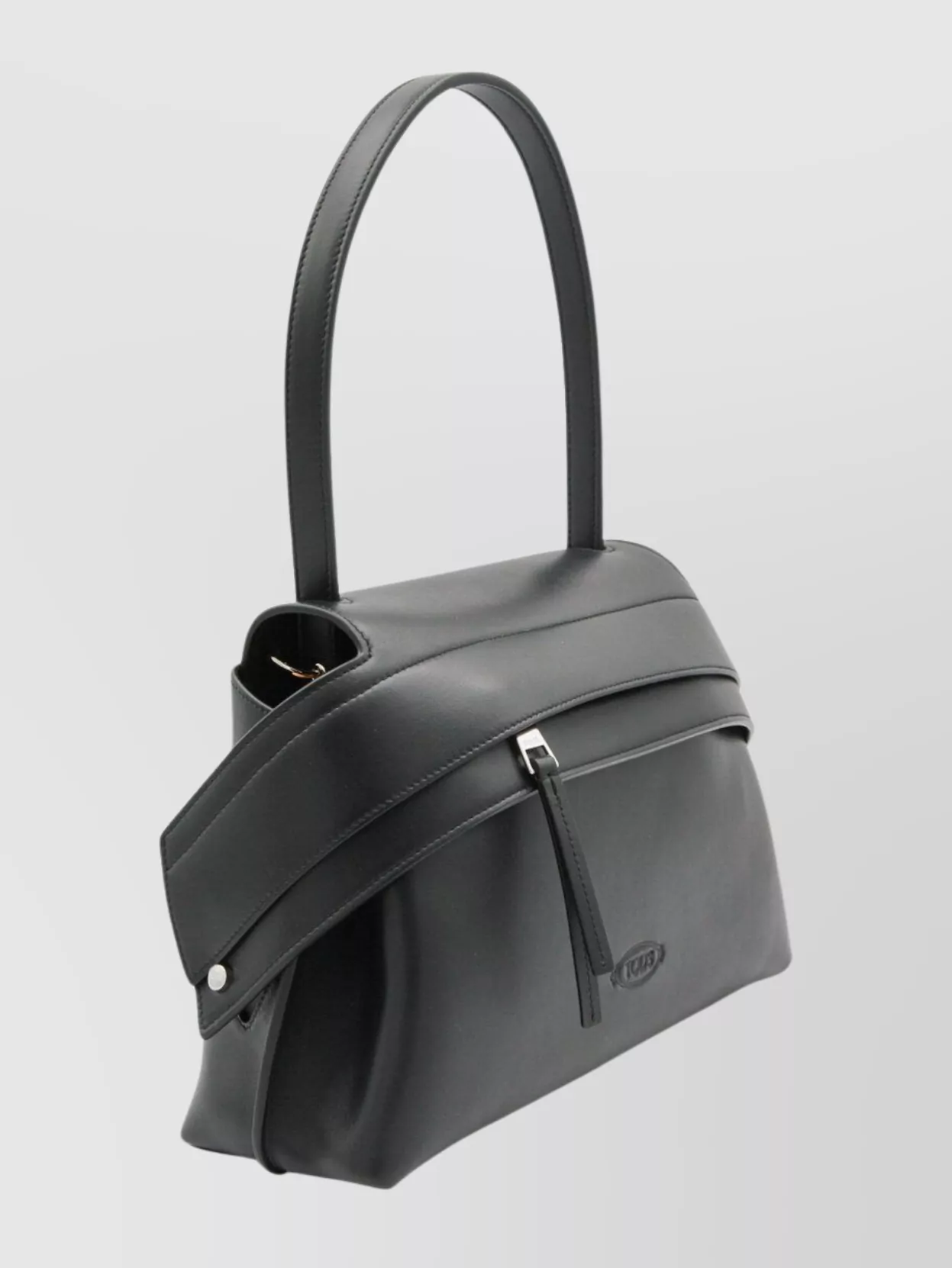 Tod's Black Leather Wav Small Shoulder Bag In Gray