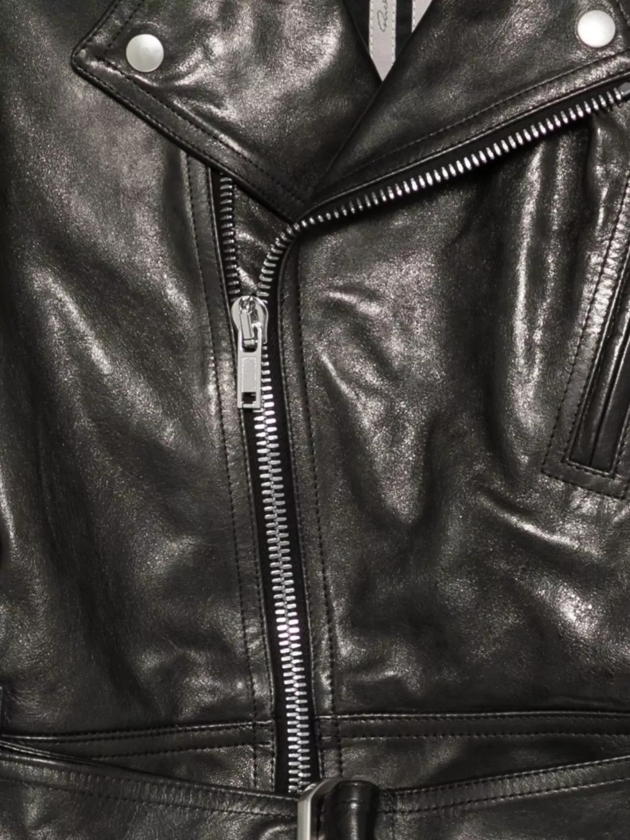 Rick Owens Cropped Leather Jacket Removable Belt