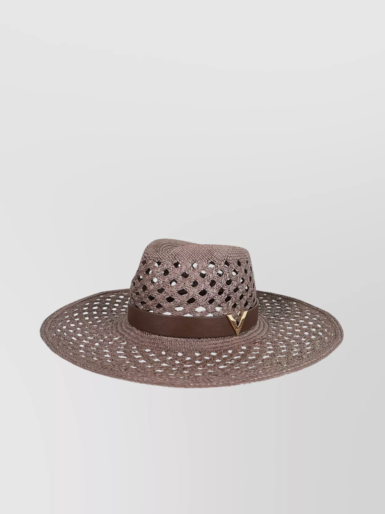 Shop Valentino Wide Brim Panama Hat With Intricate Cut-outs