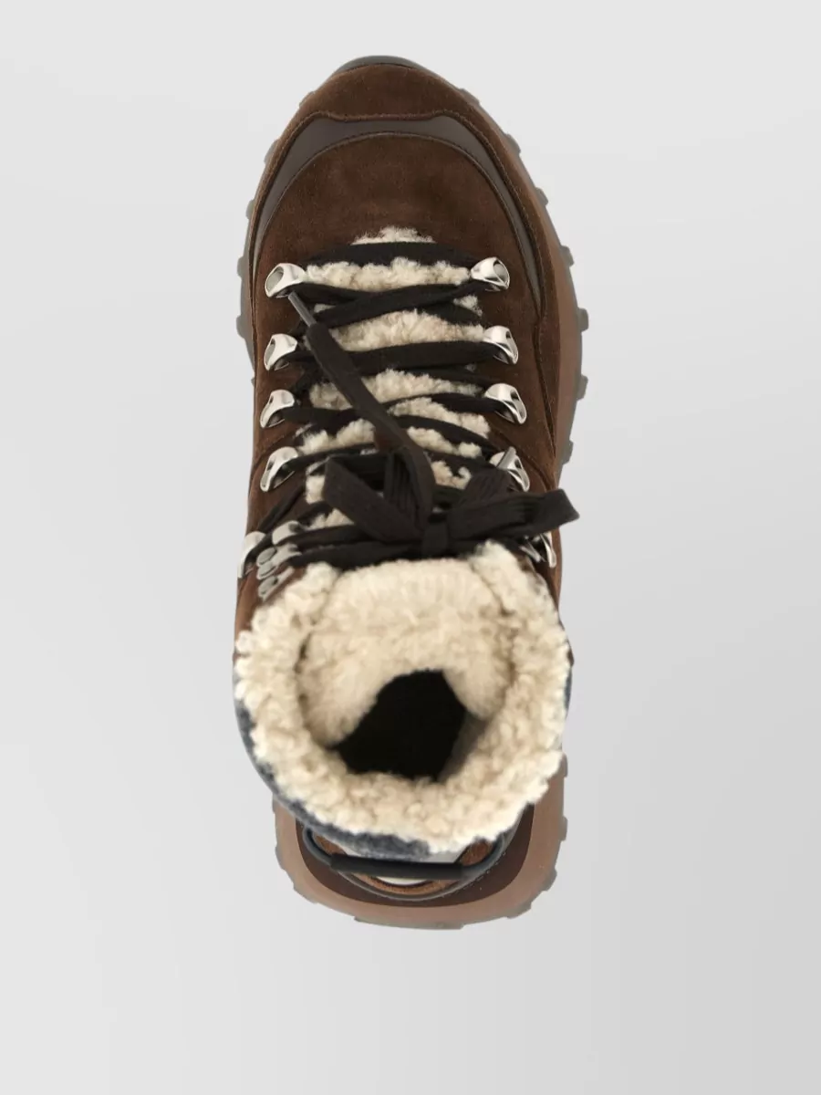 Brunello Cucinelli Suede Leather Lace-Up Ankle Boots