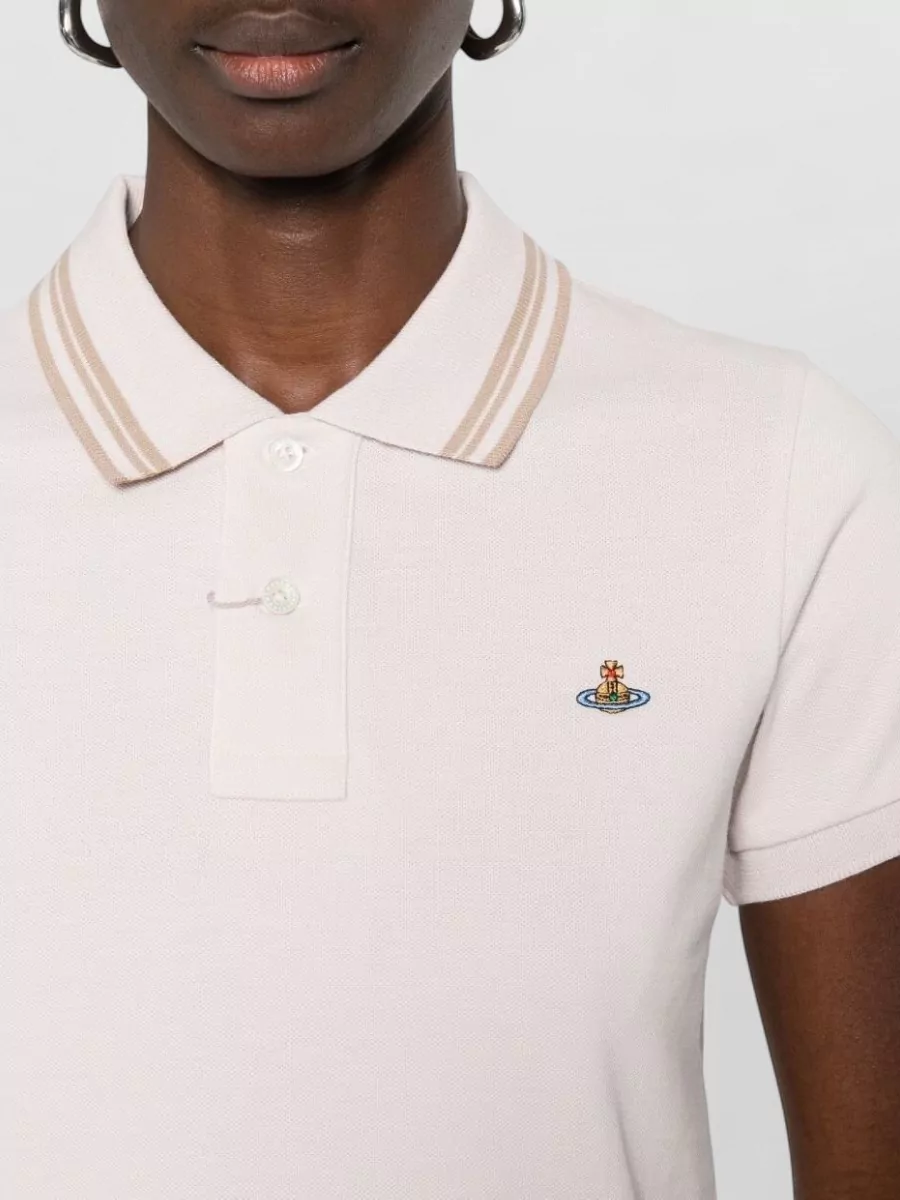Vivienne Westwood Short Sleeve Polo Top Ribbed Collar
